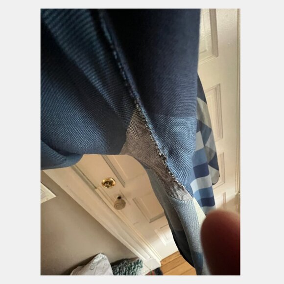 VINTAGE - Blue and Cream Checkered Drape Coat - Picture 12 of 13